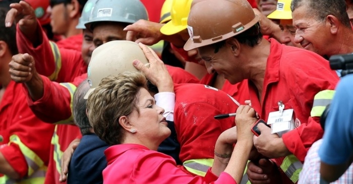Dilma com trabalhadores